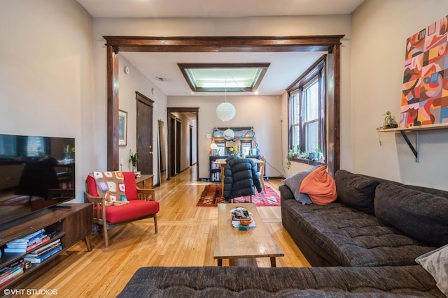 living area with wood finished floors