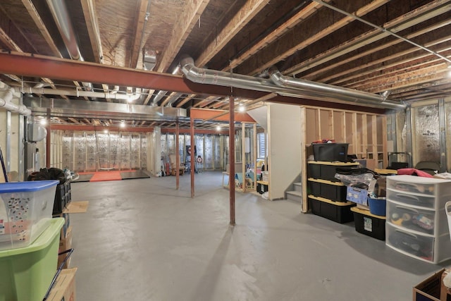 view of unfinished basement