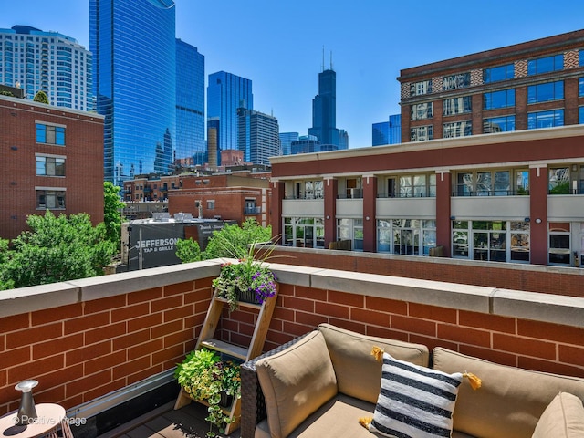 balcony with a view of city