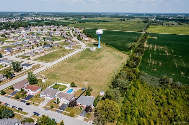 birds eye view of property featuring a residential view and a rural view