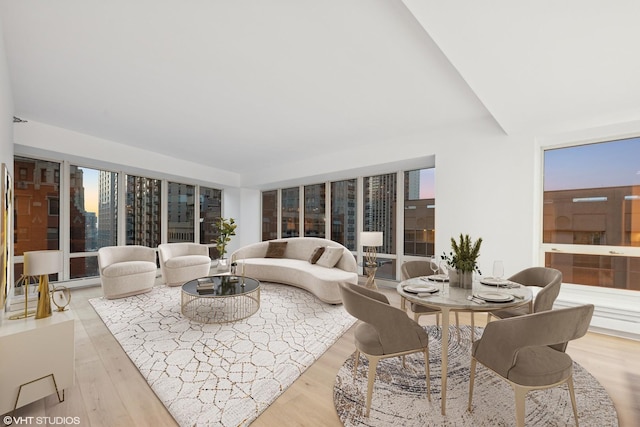 living area featuring wood finished floors