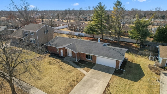 bird's eye view featuring a residential view