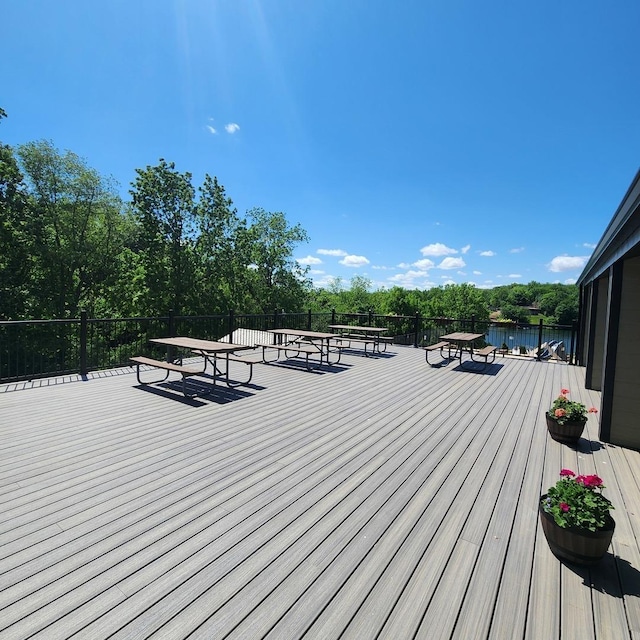 deck with a water view