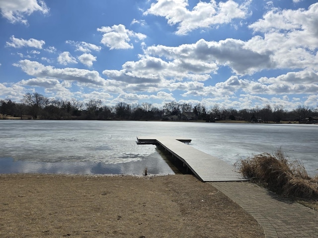 dock area featuring a water view