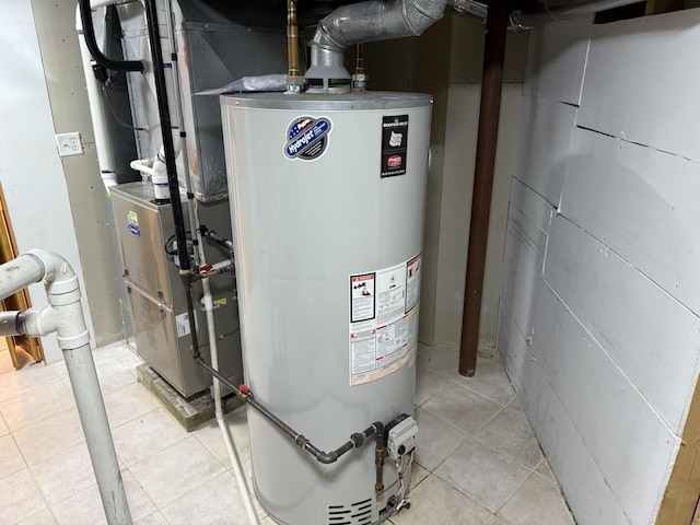 utility room with water heater