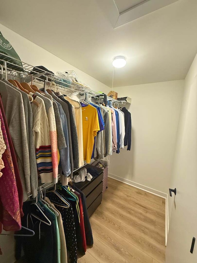 spacious closet with wood finished floors