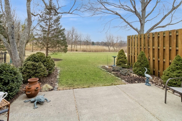 view of yard with a patio area and fence