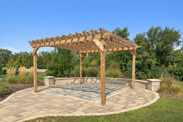 view of patio / terrace featuring a pergola