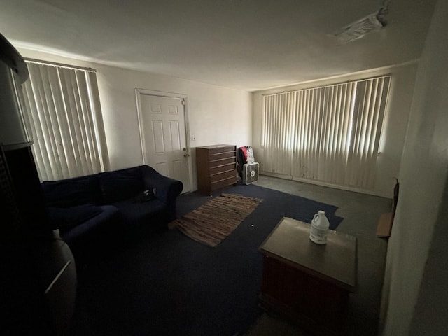 living area with carpet