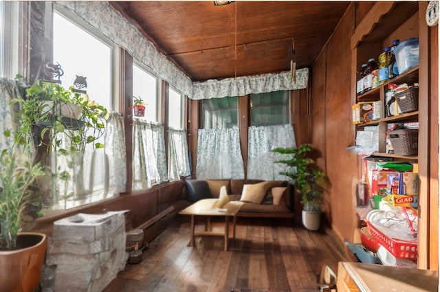 interior space with wood ceiling