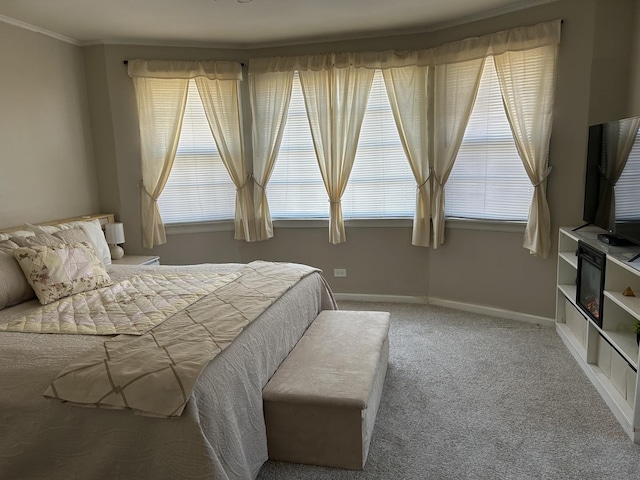 bedroom with carpet floors, multiple windows, and baseboards