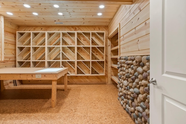 2806 Oakmont Ct, Champaign, IL 61821 - wine room with recessed lighting and wood ceiling