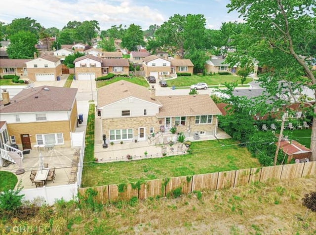 aerial view with a residential view