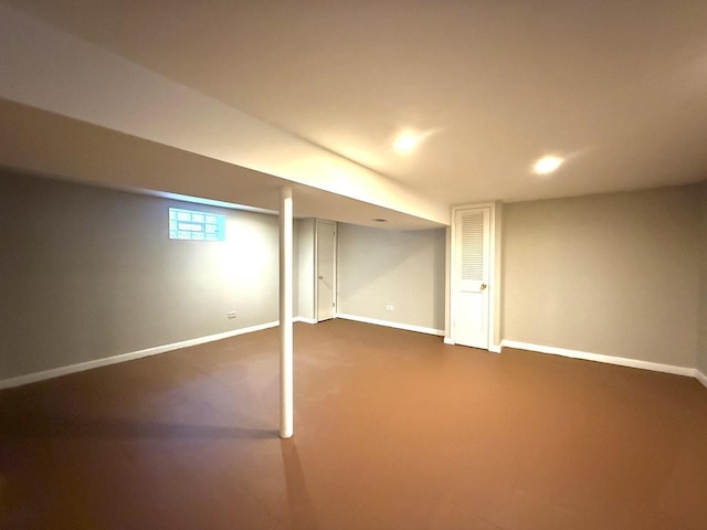 basement with baseboards