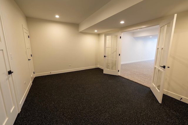 591 S Saylor Ave, Elmhurst, IL 60126 - finished basement featuring recessed lighting, baseboards, and dark colored carpet
