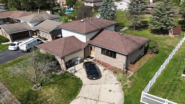 aerial view featuring a residential view