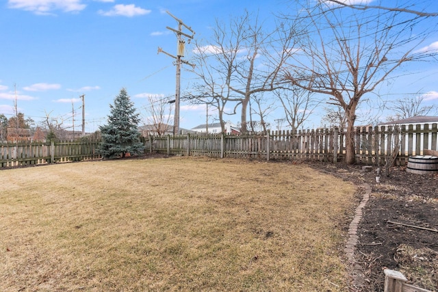view of yard featuring a fenced backyard