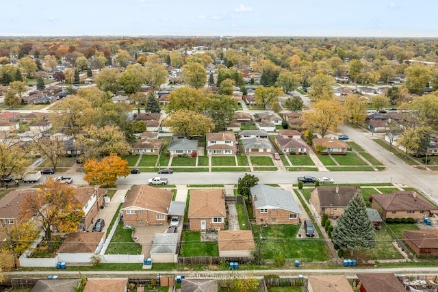 aerial view with a residential view