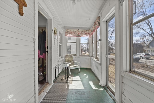 view of unfurnished sunroom