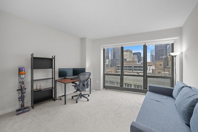 carpeted office with baseboards