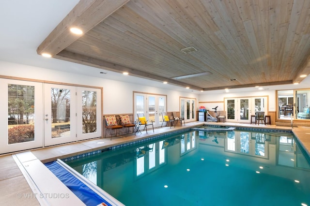 pool with french doors