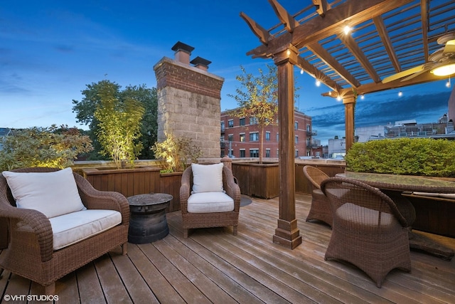 deck featuring a pergola