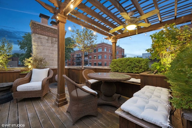 wooden terrace featuring a pergola