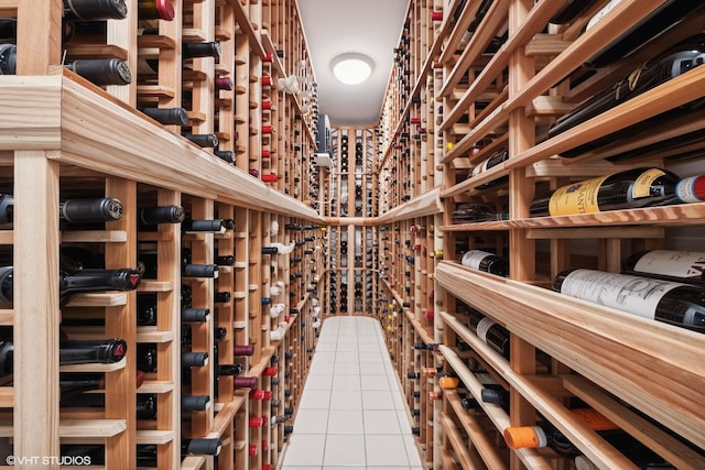 wine cellar with tile patterned floors