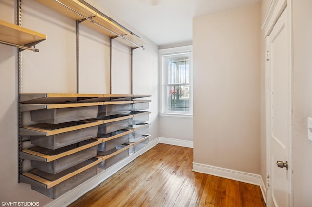 walk in closet featuring wood-type flooring