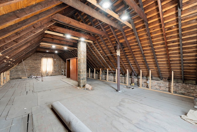 view of unfinished attic