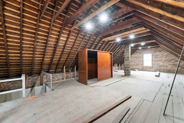 attic with an upstairs landing