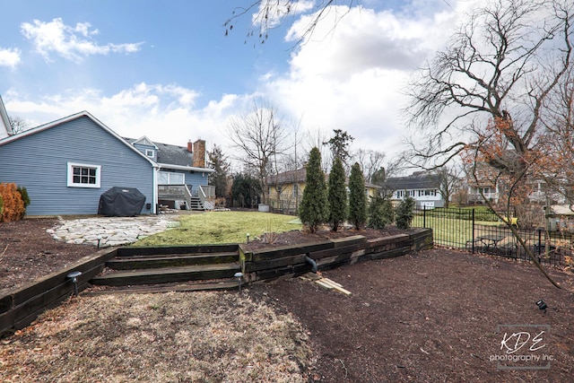 view of yard with fence