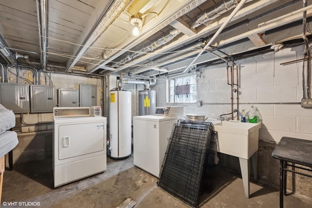 2531 W Lyndale St, Chicago, IL 60647 - below grade area with water heater, washing machine and dryer, and electric panel