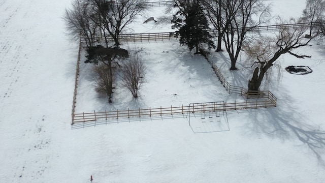 view of yard covered in snow