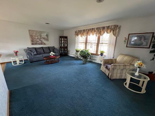 carpeted living area with visible vents