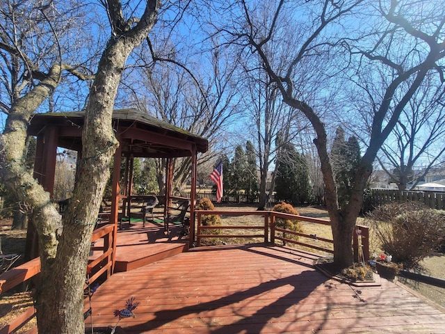 deck featuring a gazebo