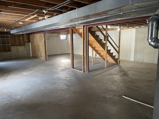 basement with stairs