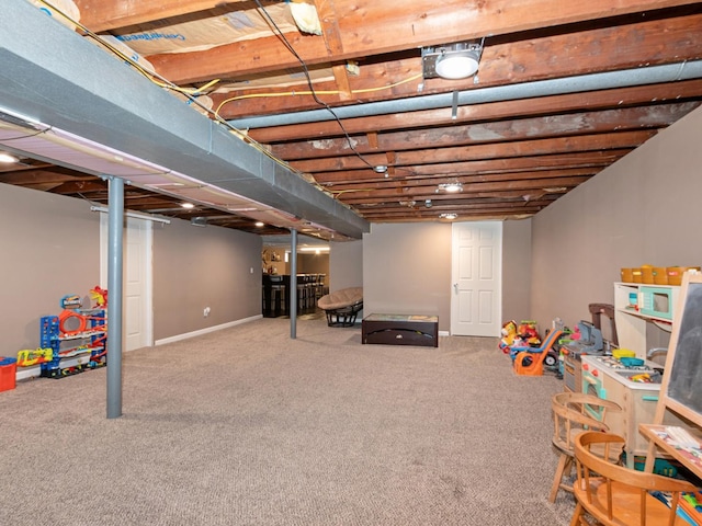 finished basement featuring carpet