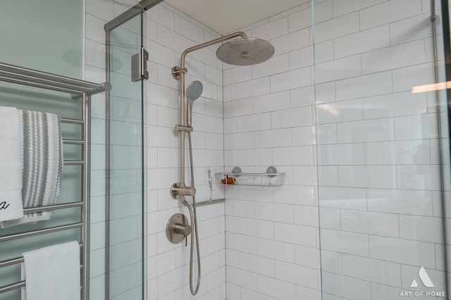 bathroom featuring a shower stall