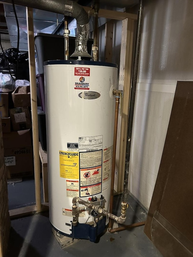 utilities featuring gas water heater