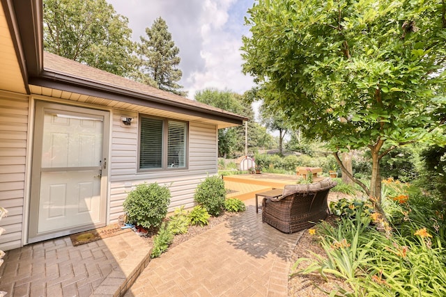 view of patio featuring a deck