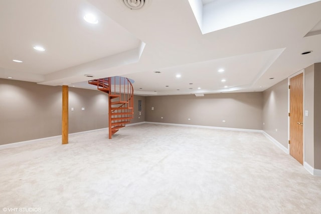 2000 Clendenin Ln, Riverwoods, IL 60015 - finished basement featuring stairway, light carpet, recessed lighting, and electric panel