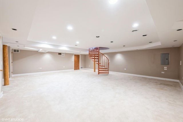 2000 Clendenin Ln, Riverwoods, IL 60015 - finished basement featuring stairs, electric panel, light colored carpet, and recessed lighting