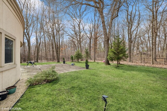 view of yard with a fenced backyard and a patio area
