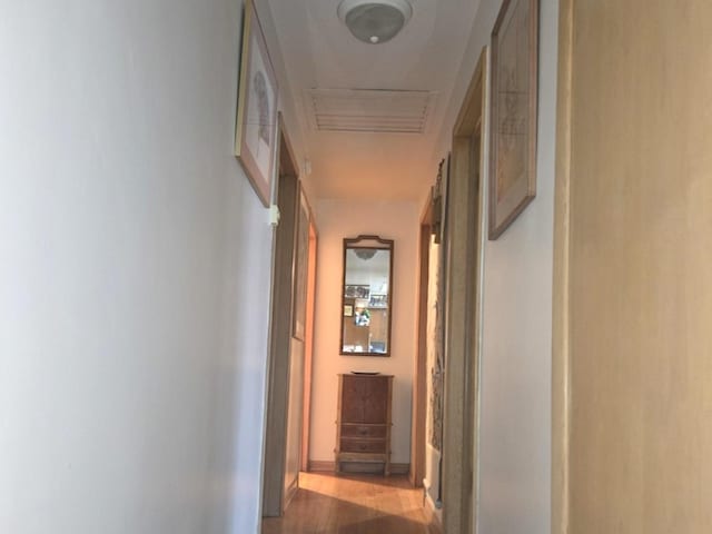 corridor with dark wood finished floors