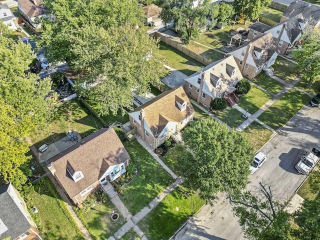 drone / aerial view with a residential view