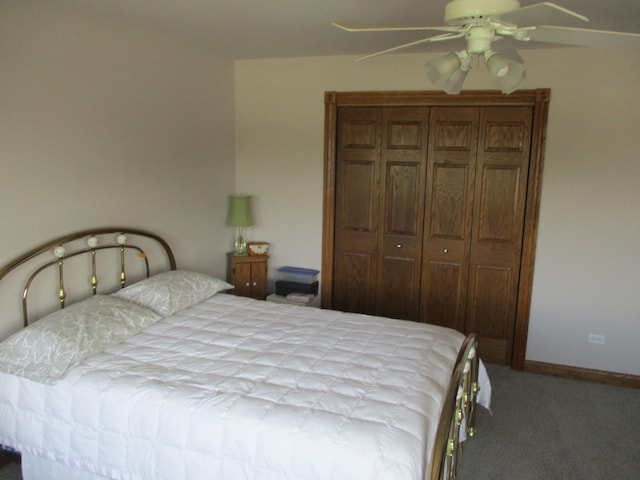 8032 Abbey Rd, Tinley Park, IL 60477 - bedroom featuring carpet floors, a closet, and a ceiling fan