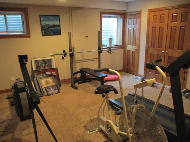 8032 Abbey Rd, Tinley Park, IL 60477 - workout area featuring baseboards, healthy amount of natural light, and carpet