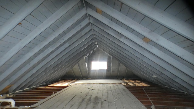 view of unfinished attic