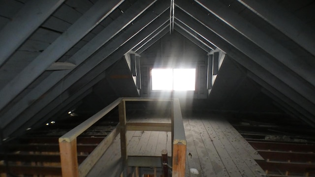 view of unfinished attic